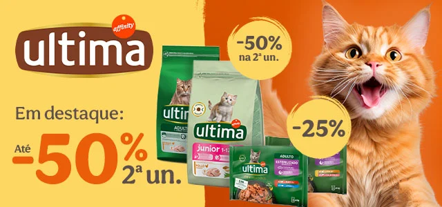 Purina One: 60% de desconto na 2.ª unidade de ração para gatos e 30% de desconto em packs de comida húmida.