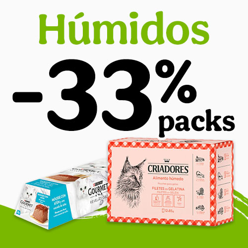 33% de desconto em packs de alimento húmido.