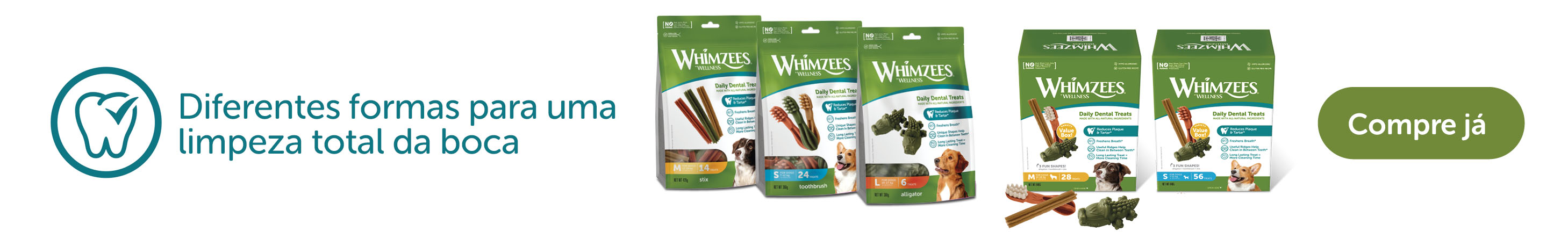 Whimzees - Descubra as diferentes formas de fazer uma limpeza total da boca