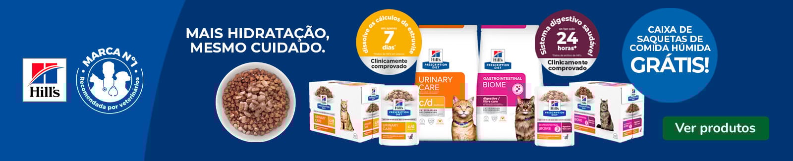 Hill's Prescription Diet: Ra&ccedil;&atilde;o para gatos com saquetas de comida h&uacute;mida de oferta.