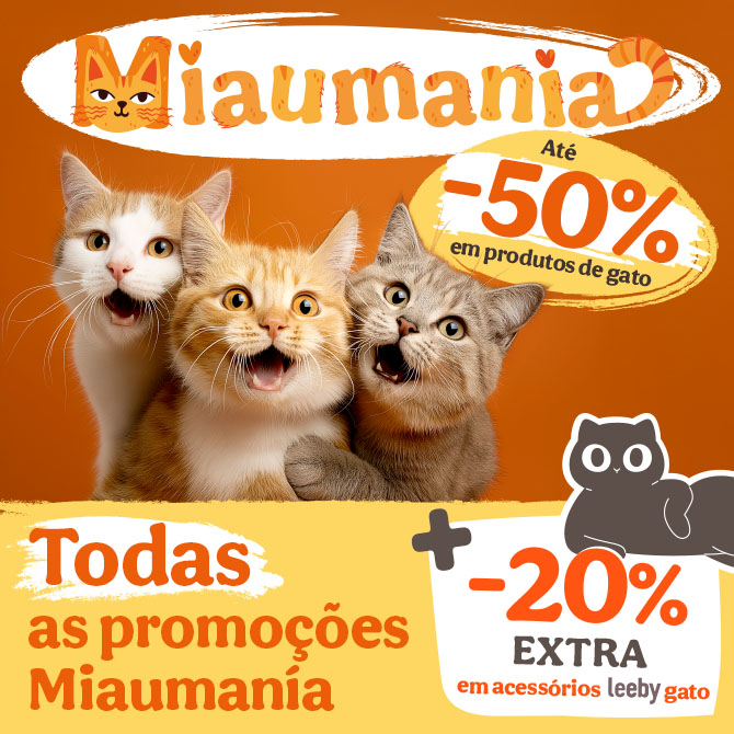 Até 50% de desconto em todas as ofertas para gatos e 20% extra em acessórios Leeby.