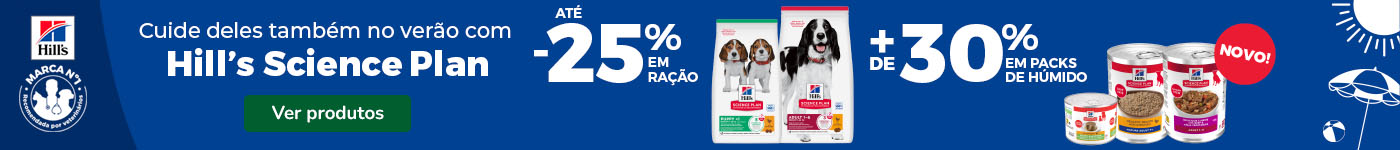 Hill's Science Plan: Até 25% de desconto em ração e + de 30% de desconto em packs de alimento húmido para cão.