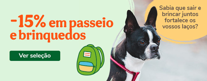 15% em acessórios de passeio e brinquedos