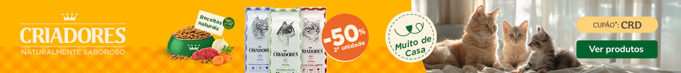 Criadores: 50% de desconto na 2ª unidade de ração para gato.