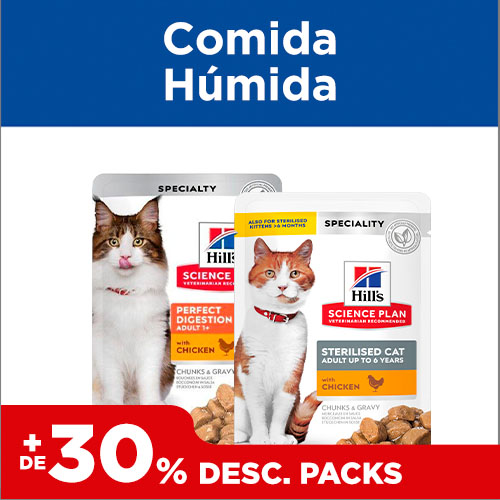 +30% de desconto em packs de comida húmida para gatos.