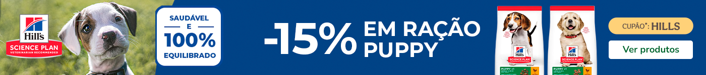 Promoção Hill's Puppy: 15% de desconto em sacos grandes de ração para cachorros.
