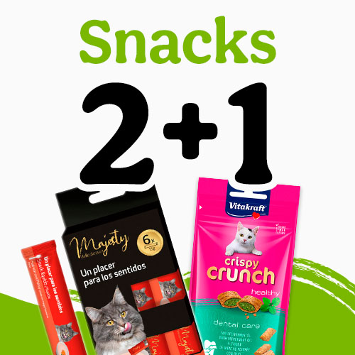 2+1 grátis em snacks para gato.