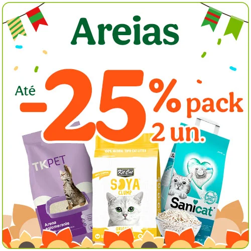 Até 25% de desconto em packs de 2 unidades de areia.