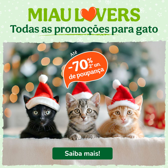 Promoção Miau Lovers: até 70% de desconto numa ampla seleção de produtos para gatos.