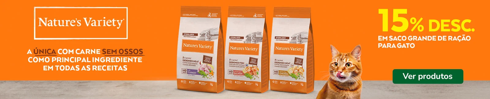 Nature's Variety: 15% de desconto em sacos grandes de ra&ccedil;&atilde;o para gato