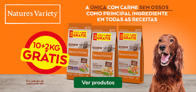Nature's Variety: 2kg grátis na compra de ração para cão.