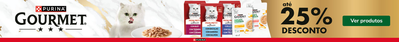 Gourmet: Até 25% de desconto em packs de alimento húmido para gato.