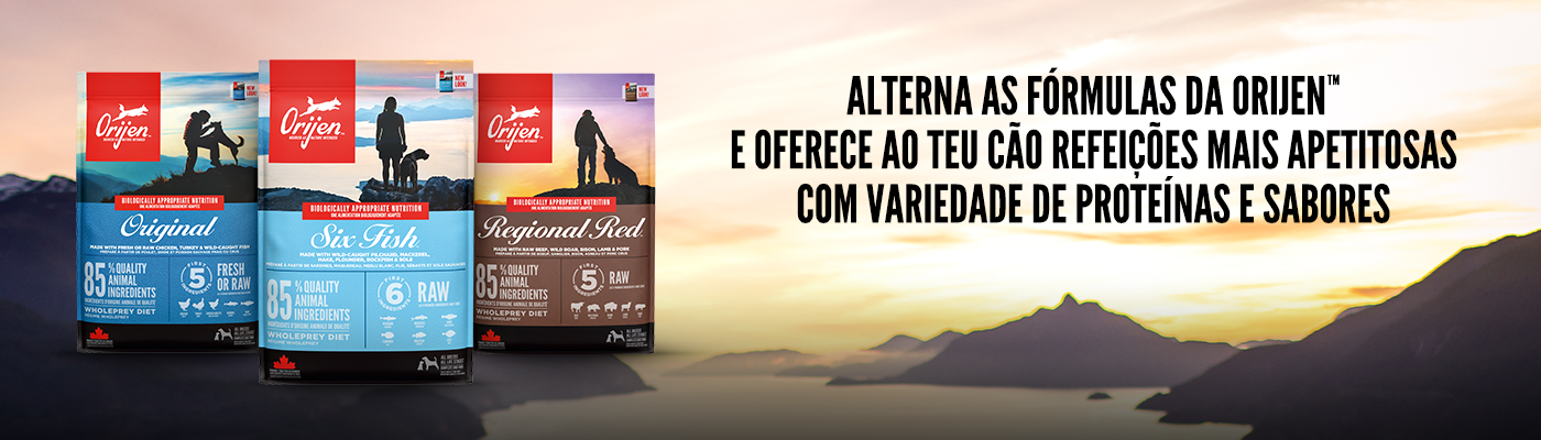 Alternar entre as fórmulas de Orijen para oferecer alimentação mais apetecível, variada e protéica.