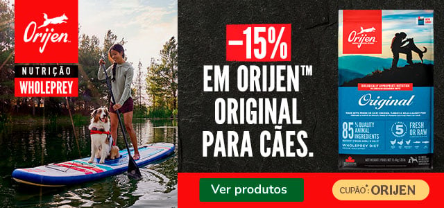 Orijen: Até 15% de desconto em ração para o seu patudo.