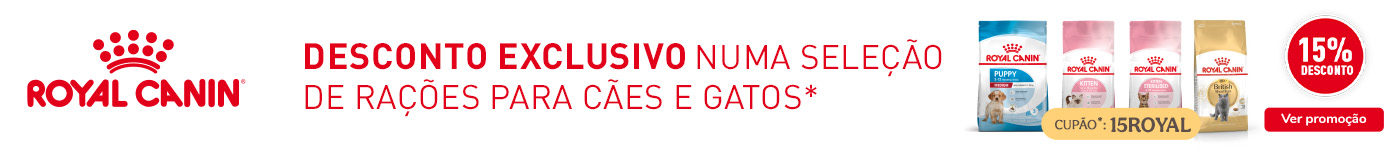 Royal Canin com -15% em raças, puppy e kitten.