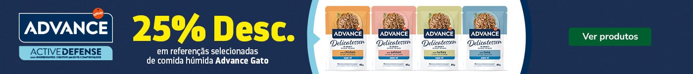 Até 25% de desconto em packs de alimento húmido da Advance para gato.