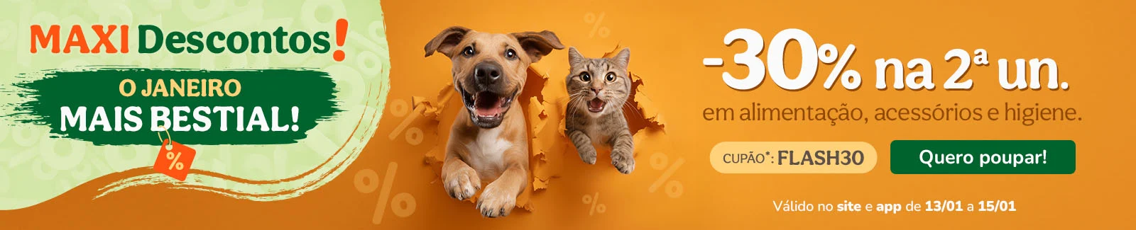 30% de desconto na 2&ordf; unidade com o cup&atilde;o FLASH30. Pode combinar com diferentes produtos.