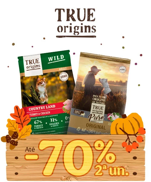 True Origins Pure: Até 50% desconto na 2ª unidade de ração para o seu patudo. True Origins Pure: Até 50% desconto na 2ª unidade de ração para o seu patudo.