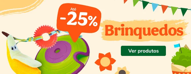 Brinquedos: Até 25% de desconto em brinquedos para cães e gatos.