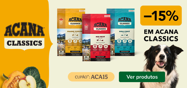 Acana: Até 15% de desconto em ração para cão.