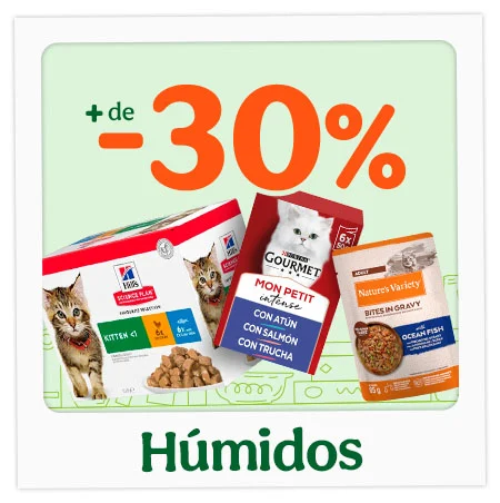 Mais de 30% de desconto em packs de alimento húmido para gato.