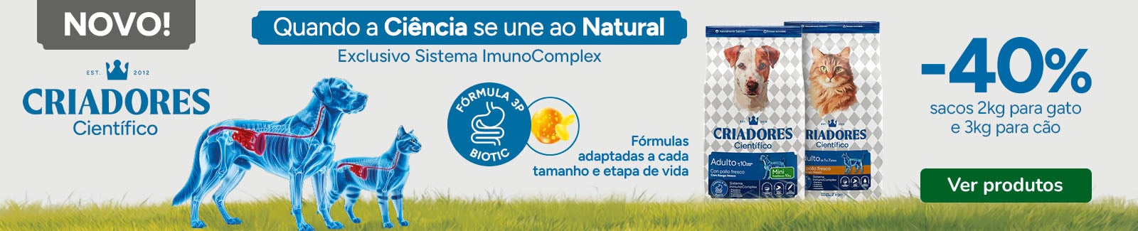Novidade! Criadores Cient&iacute;fico: 40% de desconto em ra&ccedil;&atilde;o para o seu patudo.