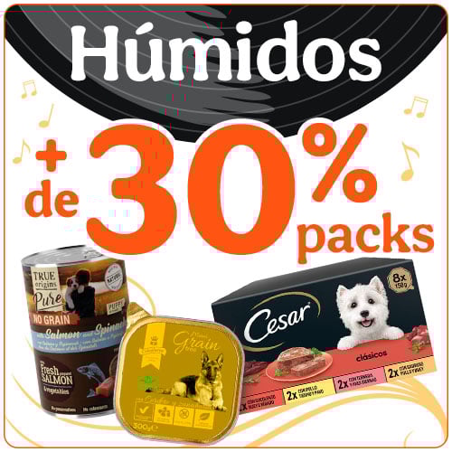 Mais de 30% de desconto em comida húmida para cães.