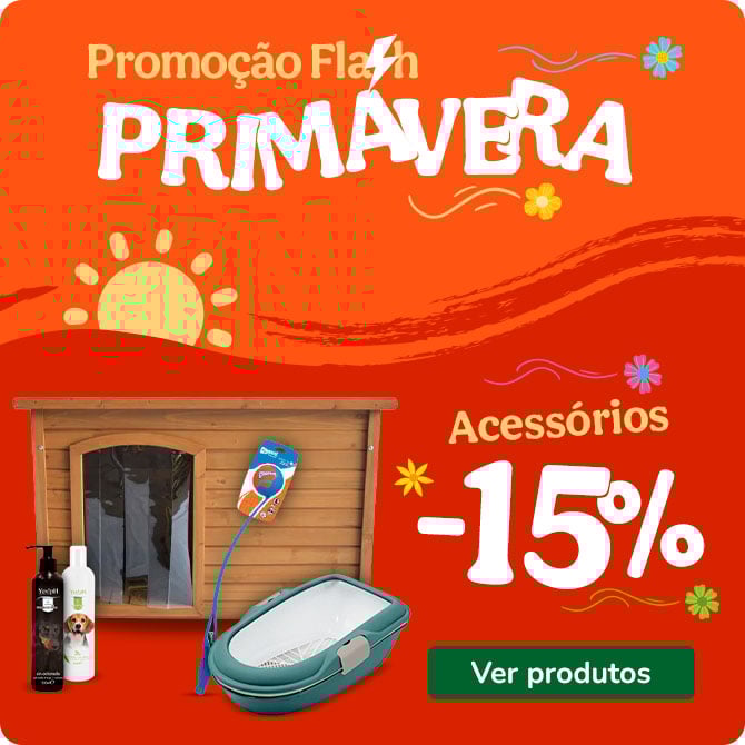 Até 15% de desconto em acessórios para o seu patudo.