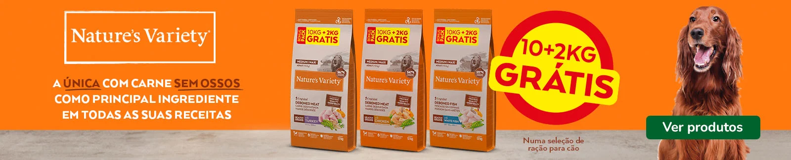 Nature's Variey: Quilos gr&aacute;tis na compra de ra&ccedil;&atilde;o para c&atilde;o.