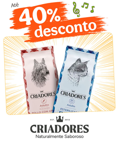 Criadores: Até 40% de desconto em ração e +30% de desconto em packs de alimento húmido para o seu patudo.