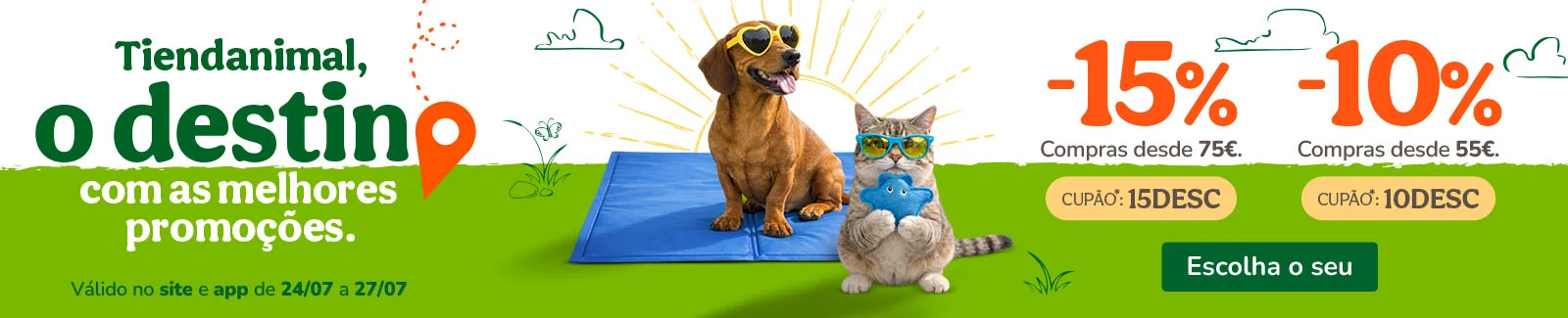 -15% em compras desde 75&euro; com cup&atilde;o 15DESC e -10% em compras desde 55&euro; com cup&atilde;o 10DESC