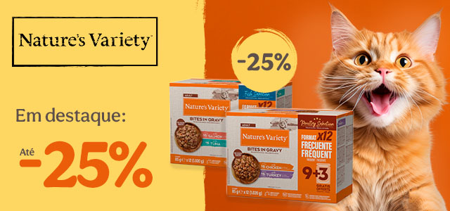 Nature's Variety: Até 25% de desconto.