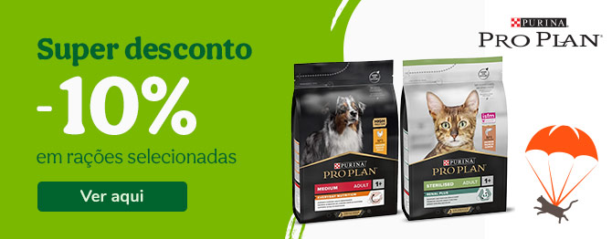 10% desconto nas rações selecionadas para cães e gatos