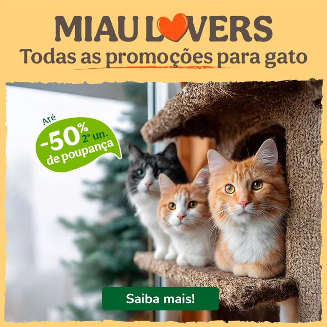 Promoção Miau Lovers: até 50% de desconto numa ampla seleção de produtos para gatos.
