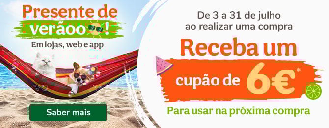 De 3 a 31 de julho ao realizar uma compra, receba 6€ de presente!