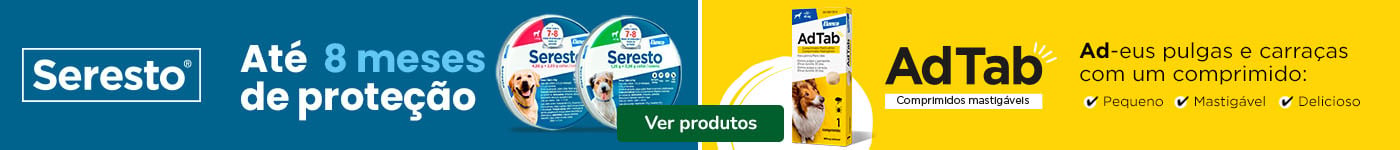 Seresto e AdTab: Produtos antiparasitários para cão.