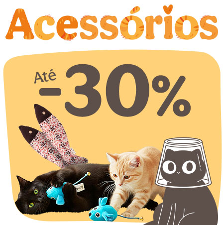 Até 30% de desconto em acessórios para gatos.