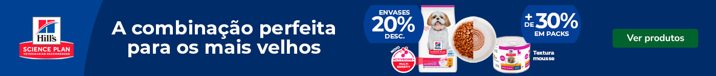 Hill's Science Plan: 20% de desconto em ração para cão e +30% de desconto em packs de alimento húmido.