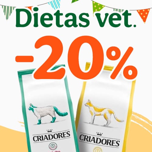 20% de desconto em rações veterinárias para gatos.