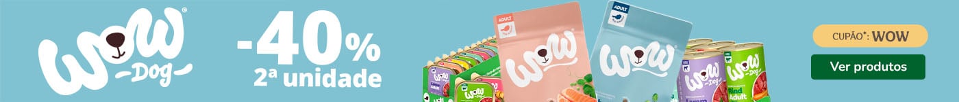 Woow Dog: 40% de desconto na 2ª unidade de ração e húmidos para cão.
