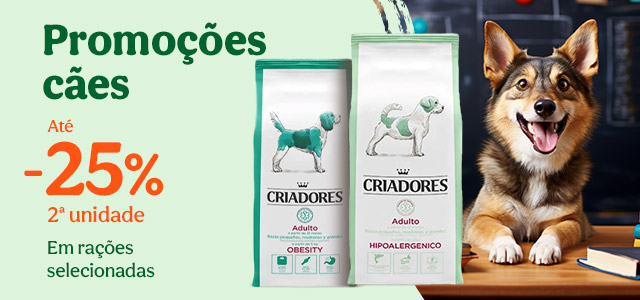 Promoções cães: Até -25% na 2ª unidade em Criadores Dietetic