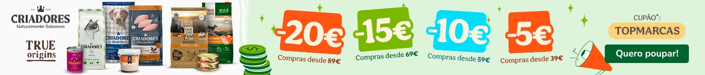 Criadores e True Origins: Até 20€ de desconto numa seleção de ração para cão e gato.