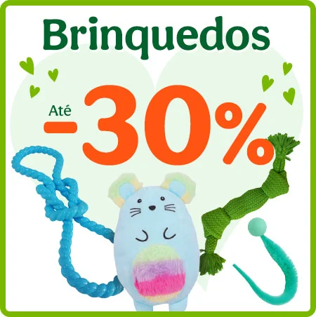 Até 30% de desconto em brinquedos para o seu patudo.
