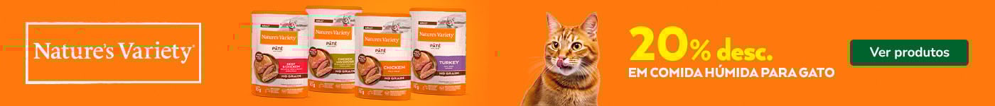 Nature's Variety: 20% de desconto em packs de 24 húmidos de oferta de snacks para gato.