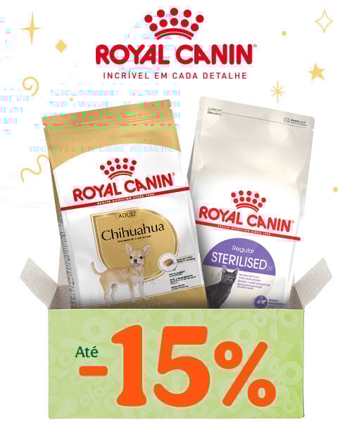 Até 15% de desconto para cães e gatos.