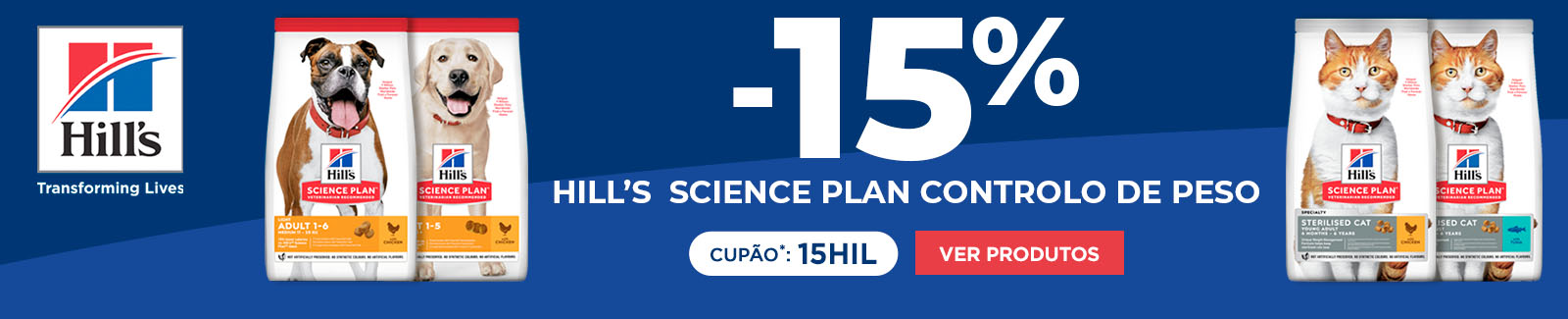 -15% em Hill's Science Plan controlo de peso com o cupão 15HIL