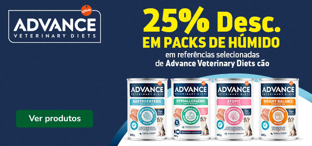 Advance Veterinary Diets: 25% de desconto em packs de alimentação húmida para cães.