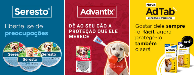 Proteção total com Advantix, Seresto e Adtab. Máxima segurança para o seu melhor amigo!