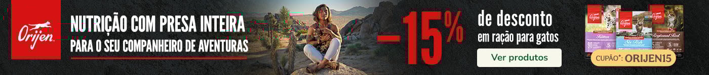 Orijen: Até 15% de desconto em ração para gato.