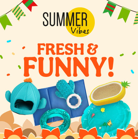 Especial Verão Tiendanimal: descubra produtos essenciais para o bem-estar do seu patudo nos dias quentes. Promoções em acessórios e brinquedos de verão para cão e gato.